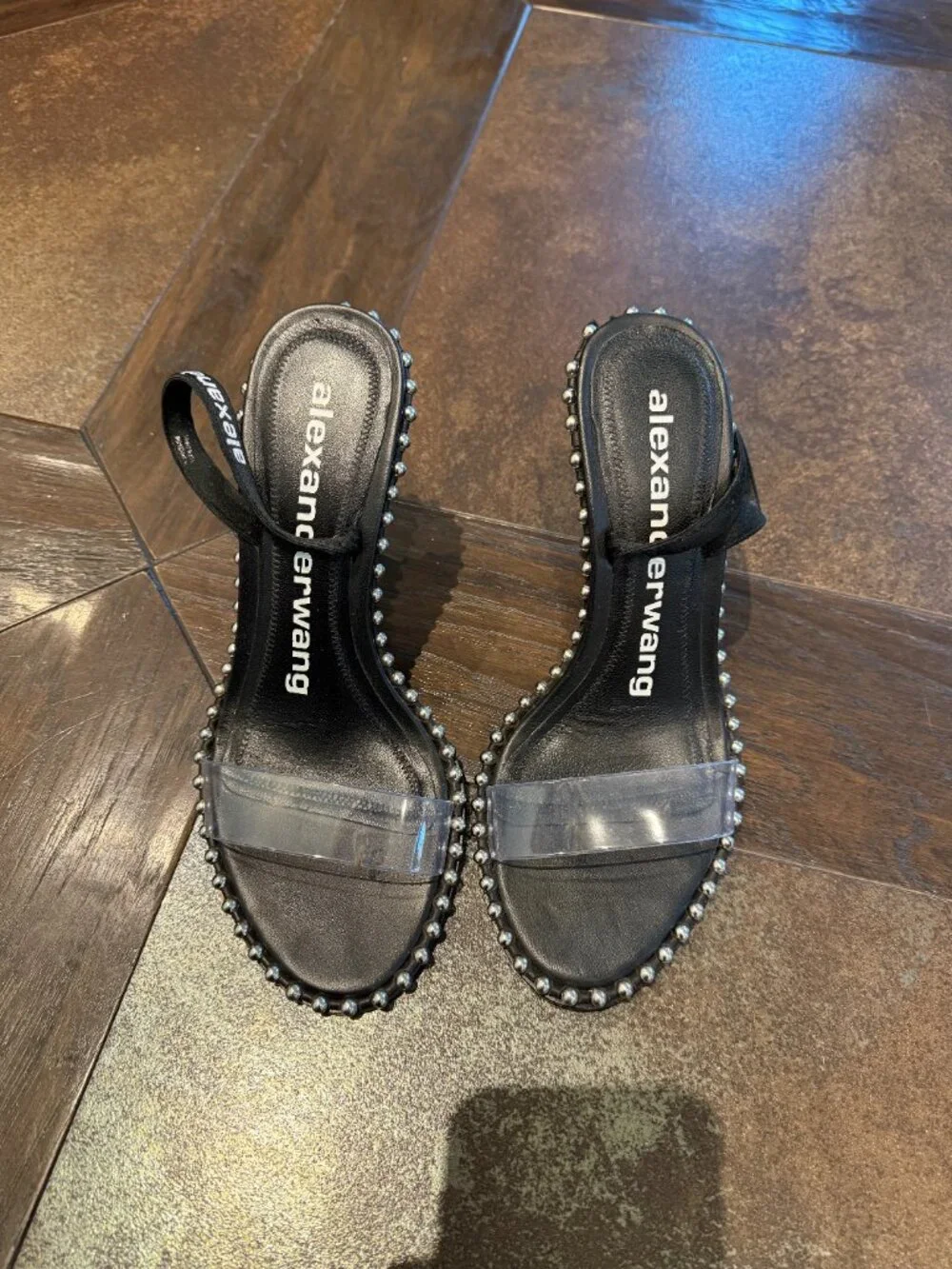 Alexander Wang Stud Nova Strap Sandal, 38 EU, Black